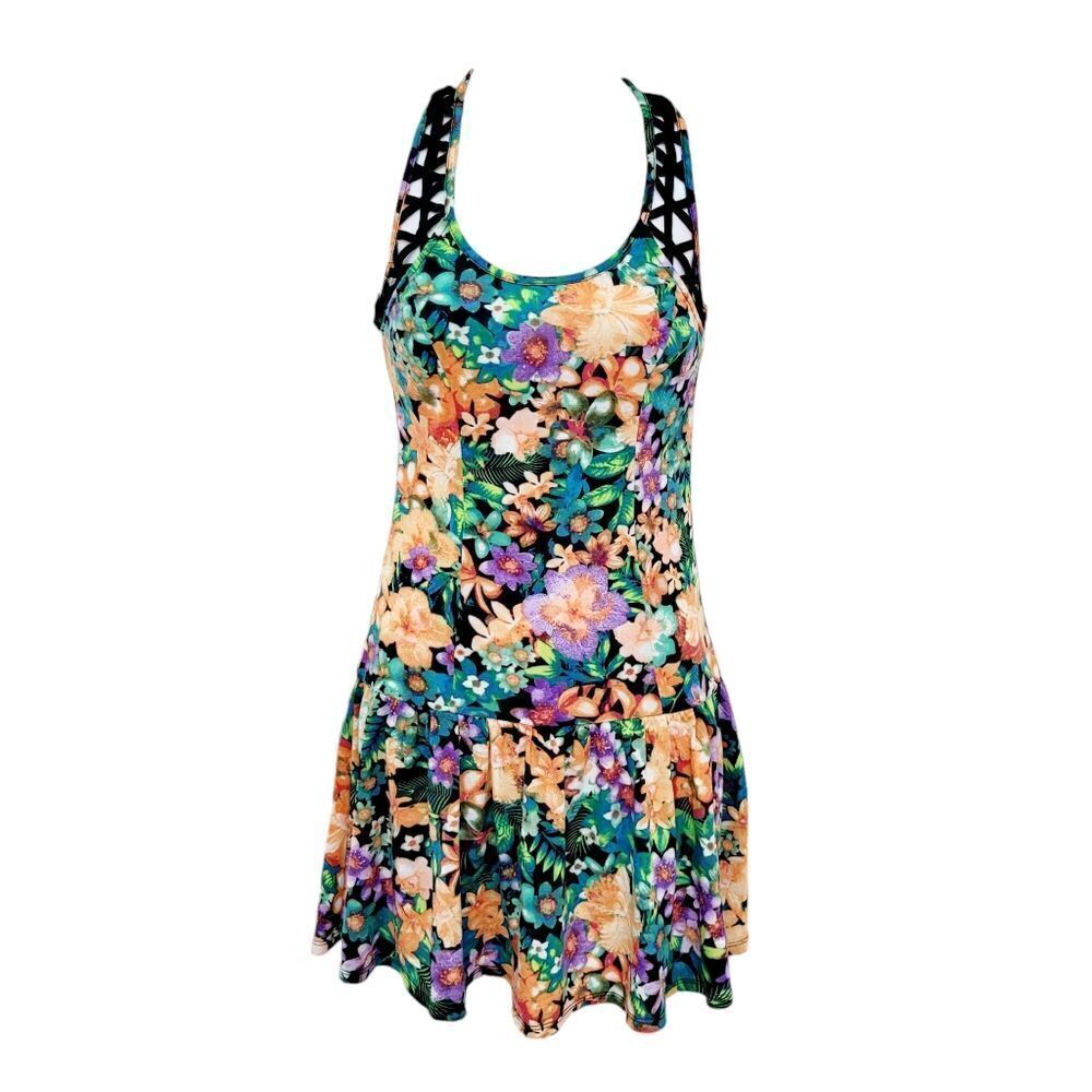 2/$20 Material Girl Green & Orange One Piece Dress Size: Small